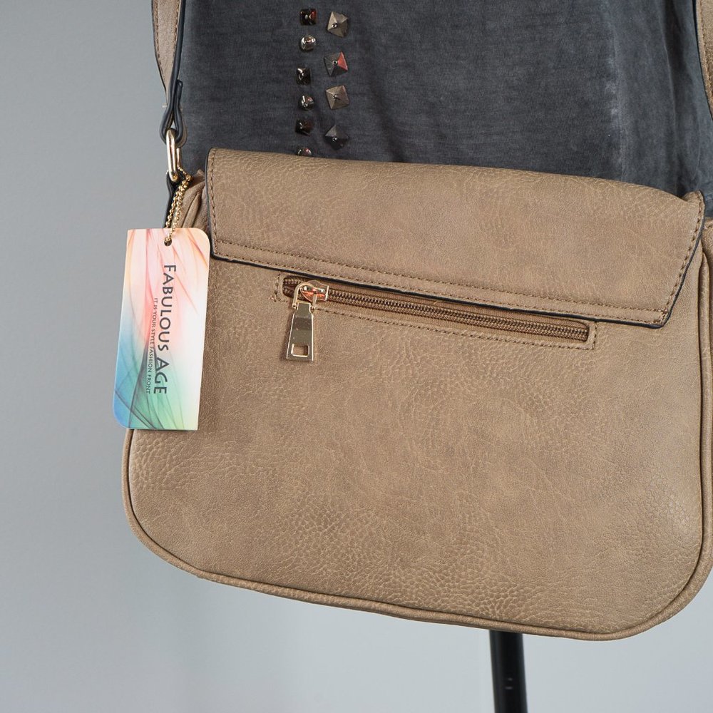 NWT Taupe Sequin abstract Crossbody Bag - Picture 5 of 5